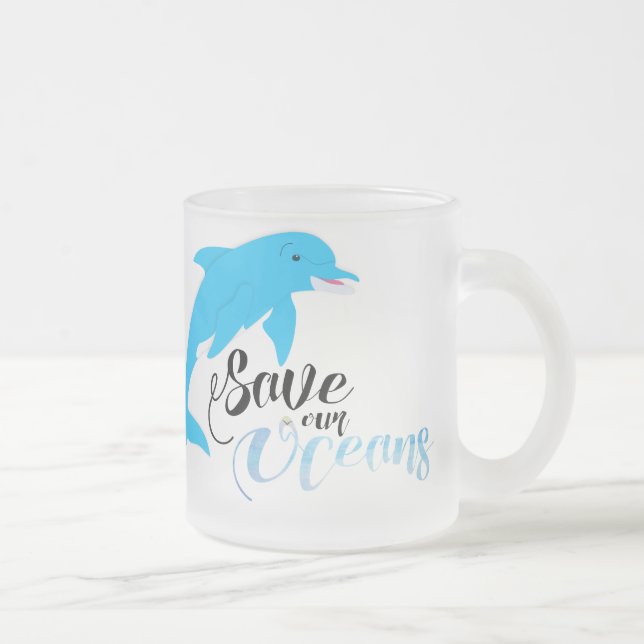 Save our Oceans Frosted Glass Coffee Mug (Right)