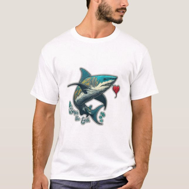 Save Our Oceans , Mesmerizing Sark Fish T-Shirt  (Front)