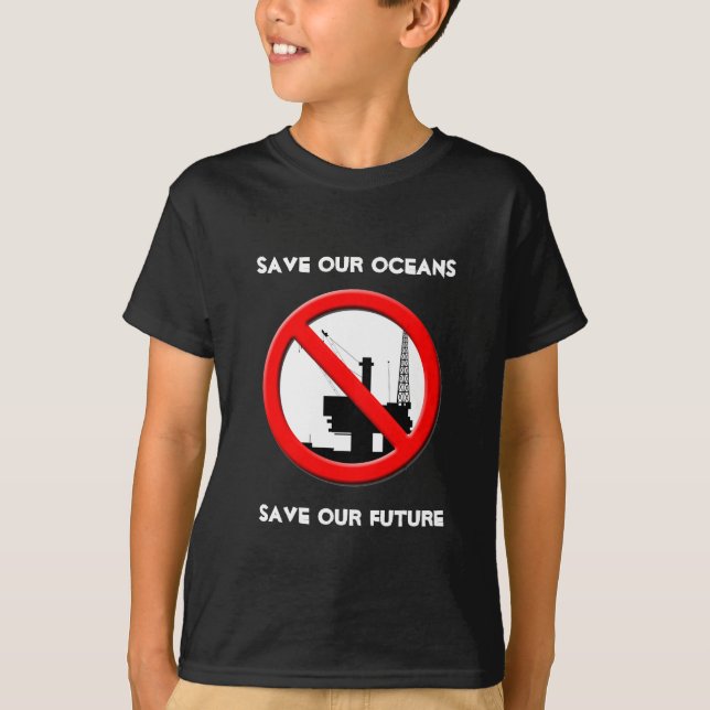 Save Our Oceans Oil Spill Kids Black T-shirt (Front)