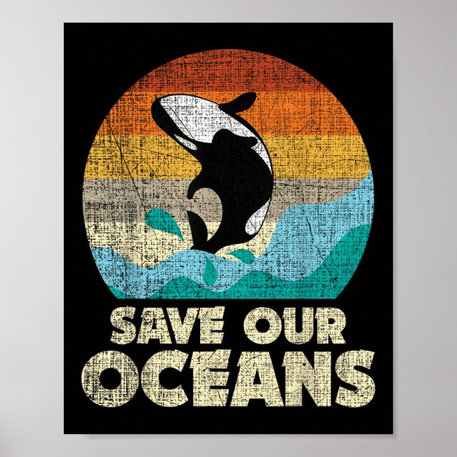 Save Our Oceans Orca Whale - Earth Day &amp; Clima Poster (Front)