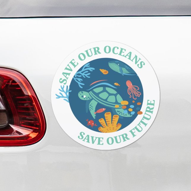 Save our oceans & our future sea turtle Earth Day  Car Magnet (Creator Uploaded)