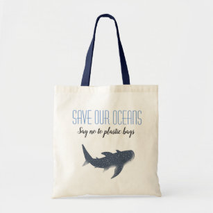 Save our oceans plastic free Whale Shark tote bag
