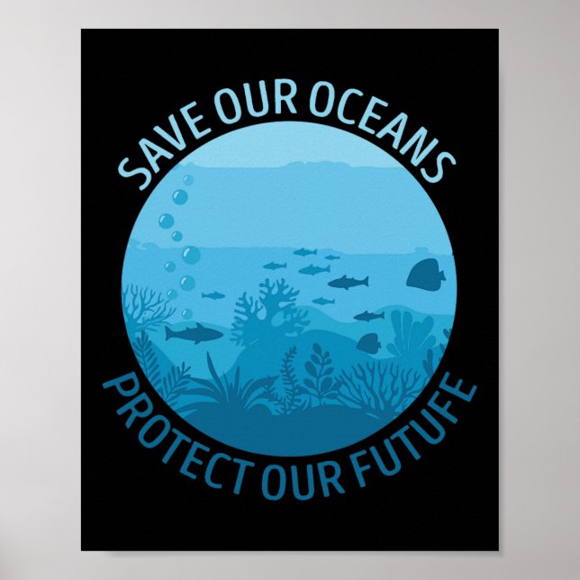 Save Our Oceans Protect Our Future Earth Day April Poster (Front)