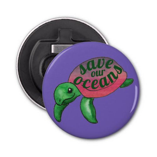 Save Our Oceans Purple Sea Turtle Bottle Opener