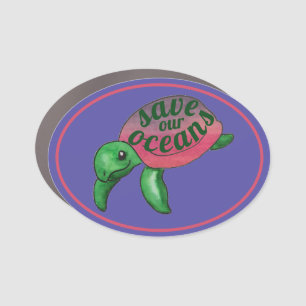 Save Our Oceans Purple Sea Turtle Car Magnet