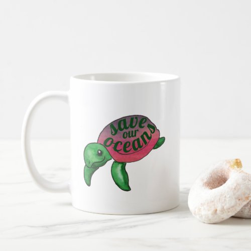 Save Our Oceans Purple Sea Turtle Coffee Mug