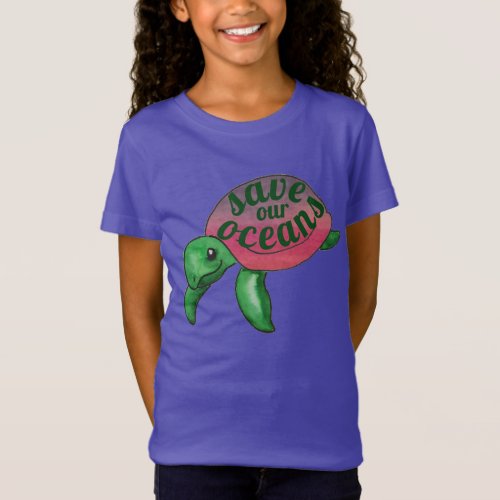 Save Our Oceans Purple Sea Turtle T_Shirt