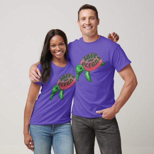 Save Our Oceans Purple Sea Turtle T_Shirt