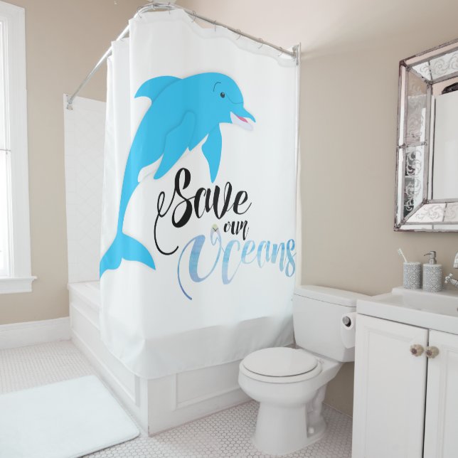Save our Oceans Shower Curtain (In Situ)