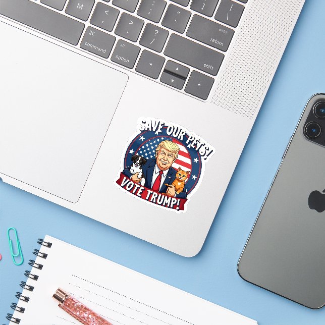 Save our Pets Vote Trump Pets For Trump Sticker (Laptop w/ iPhone)
