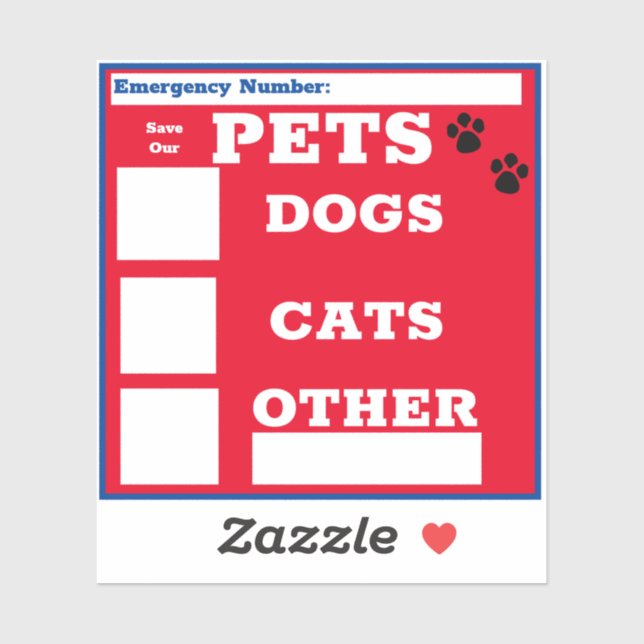 Save Our Pets, Window Sticker (Sheet)