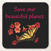 Save Our Planet Butterfly Flowers Coasters (Front)