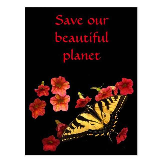 Save Our Planet Butterfly Flowers Postcard