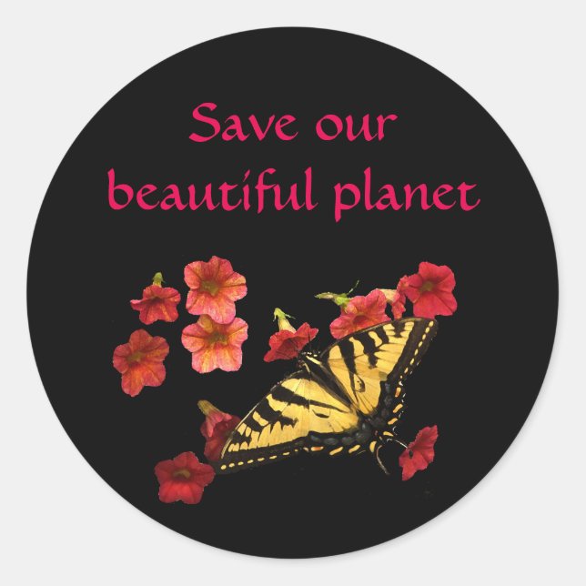 Save Our Planet Butterfly Flowers Stickers (Front)