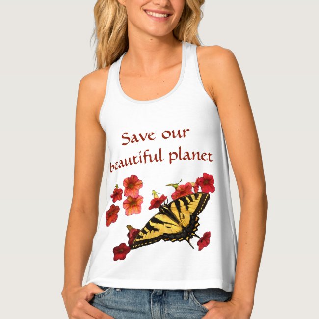 Save Our Planet Butterfly Flowers Tank Top