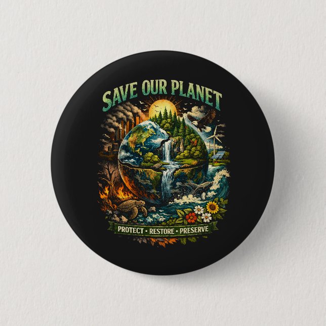 Save Our Planet Button (Front)