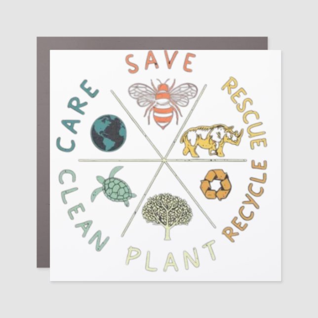 🌎💚 Save Our Planet 🌿 Car Magnet (Front)