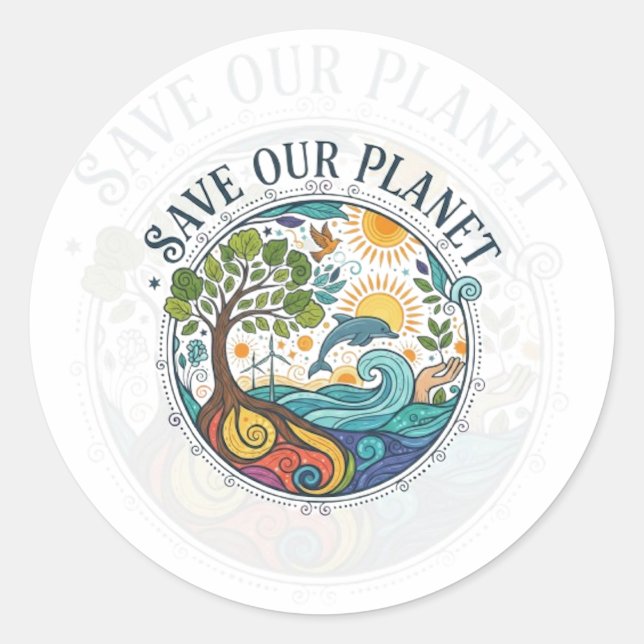 SAVE OUR PLANET CLASSIC ROUND STICKER (Front)