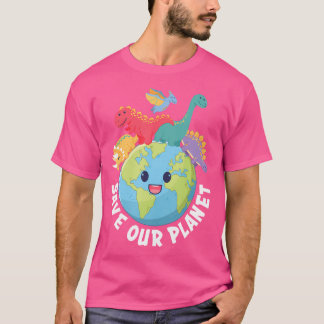 Save Our Planet Dinosaur Earth Day 2024 Kids Boys T-Shirt