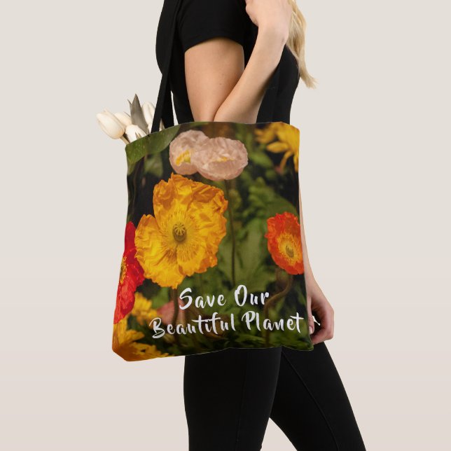 Save Our Planet Earth Go Green Personalize Tote Bag (Close Up)