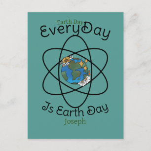 save our planet, every day is earth day, custom holiday postcard