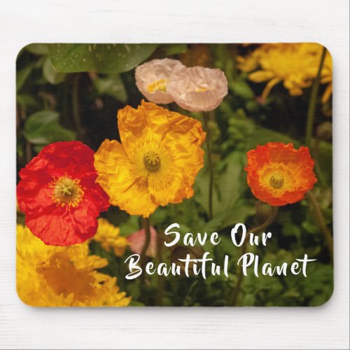 Save Our Planet Floral Botanical Saying Personaliz Mouse Pad