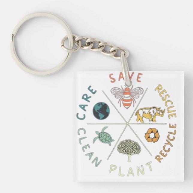 🌎💚 Save Our Planet 🌿 Keychain (Front)