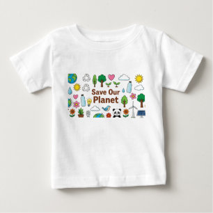 Save Our Planet kids drawing crayon color pencil Baby T-Shirt