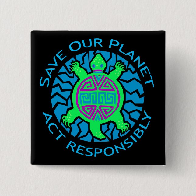 SAVE OUR PLANET PINBACK BUTTON (Front)