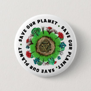 Save Our Planet Slogan and Icon Button