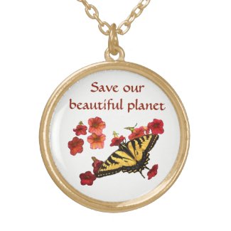 Save Our Planet Yellow Butterfly Flowers Necklace