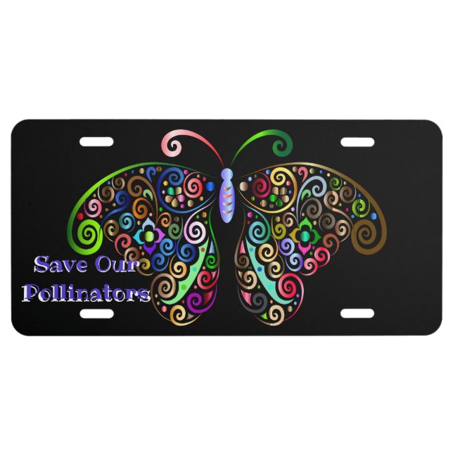 Save our Pollinators Butterfly License Plate (Front)