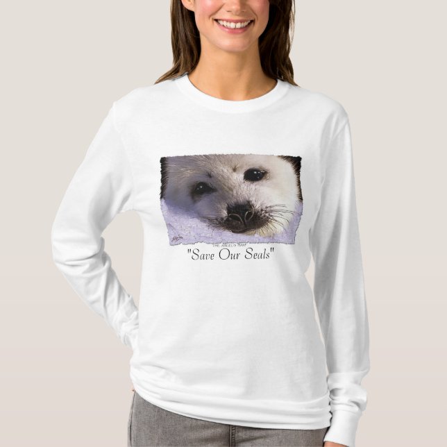 "SAVE OUR SEALS" Harp Seal Protection Shirt (Front)