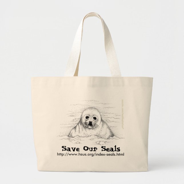 Save Our Seals Large Tote Bag (Front)