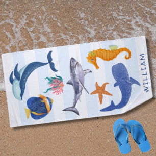 Save Our Seas Endangered Marine Animals Kids Beach Towel
