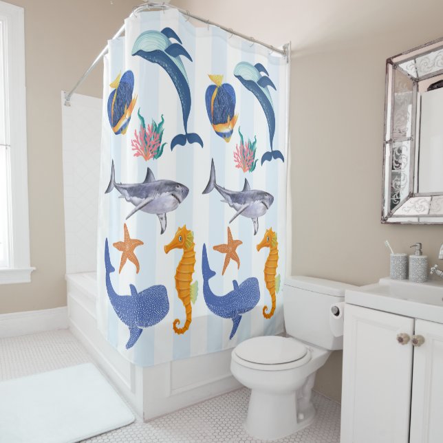 Save Our Seas | Endangered Marine Animals Kids  Shower Curtain (In Situ)
