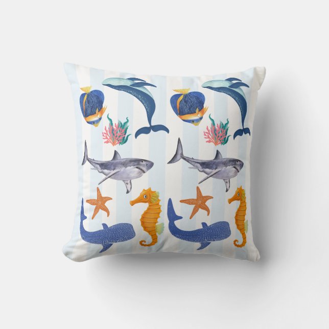 Save Our Seas |  Marine Animals Kids  Throw Pillow (Front)