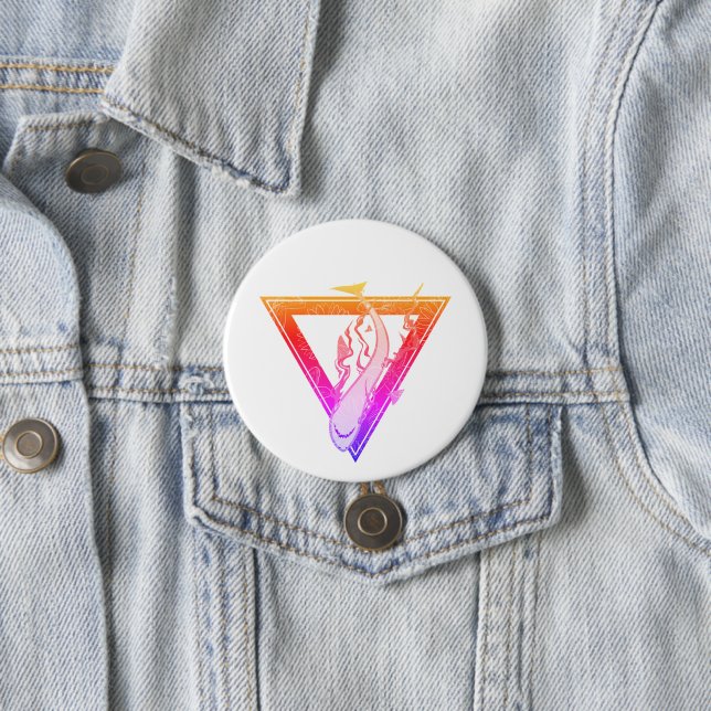 save our sharks SOS summer triangle Pinback Button (In Situ)