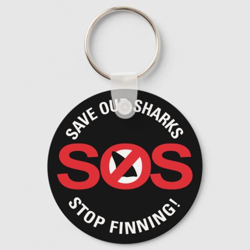 Save Our Sharks Stop Finning Button Keychain