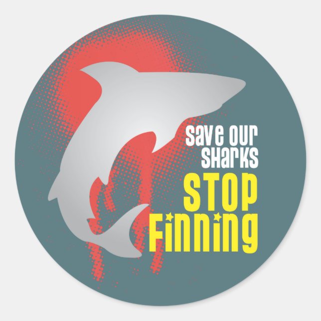 Save Our Sharks Stop Finning Classic Round Sticker (Front)