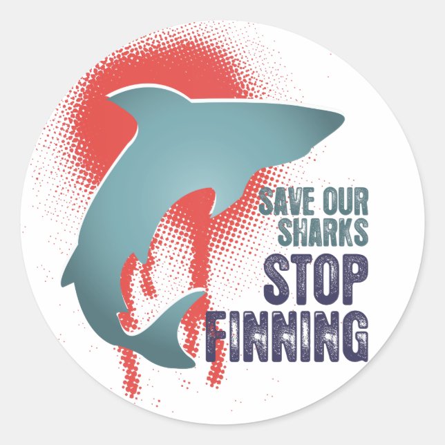 Save Our Sharks Stop Finning Classic Round Sticker (Front)