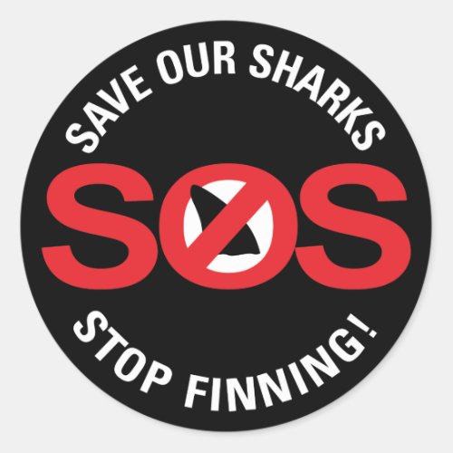 Save Our Sharks Stop Finning Round Sticker Glossy