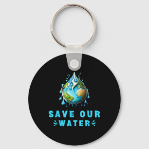 Save Our Waters Earth Day Clean Water Conservation Keychain