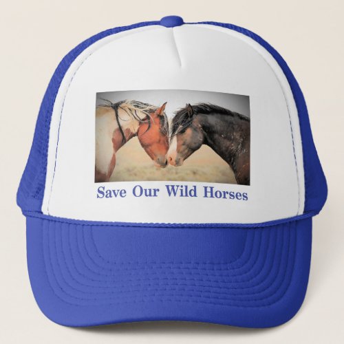 Save Our Wild Horses Blue Trucker Hat