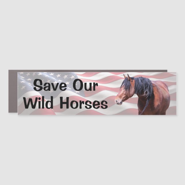 Save Our Wild Horses Bumper Car Magnet (Front)