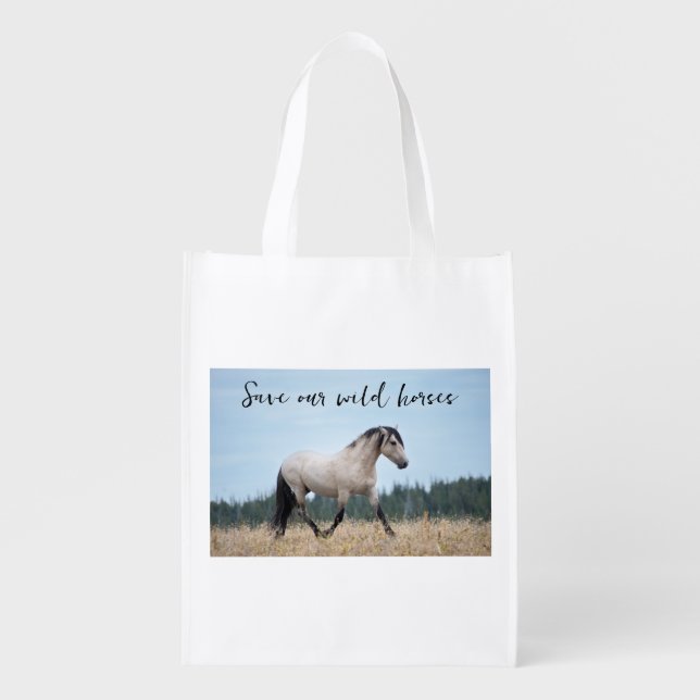Save our Wild Horses Grocery Bag (Front)