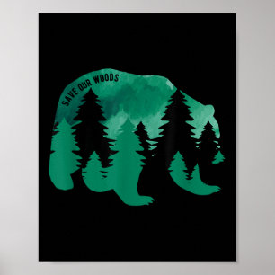 Save Our Woods Environmental Protection Bear Grizz Poster