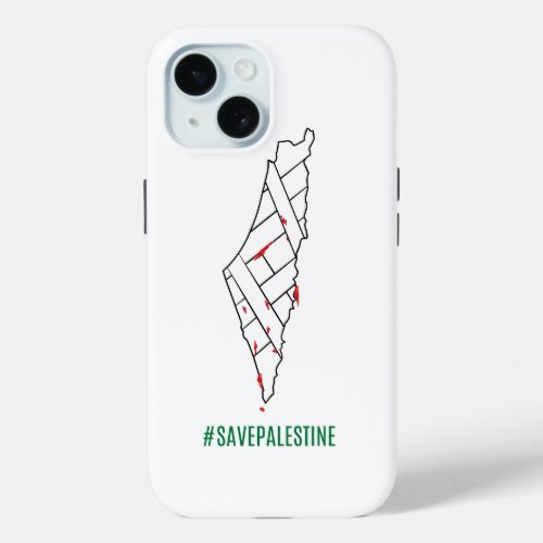 Save Palestine bleeding map _ Freedom for Palestin iPhone 15 Case