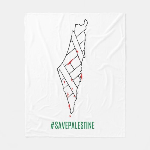 Save Palestine bleeding map _ Freedom for Palestin Fleece Blanket