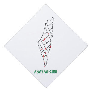 Save Palestine bleeding map - Freedom for Palestin Graduation Cap Topper